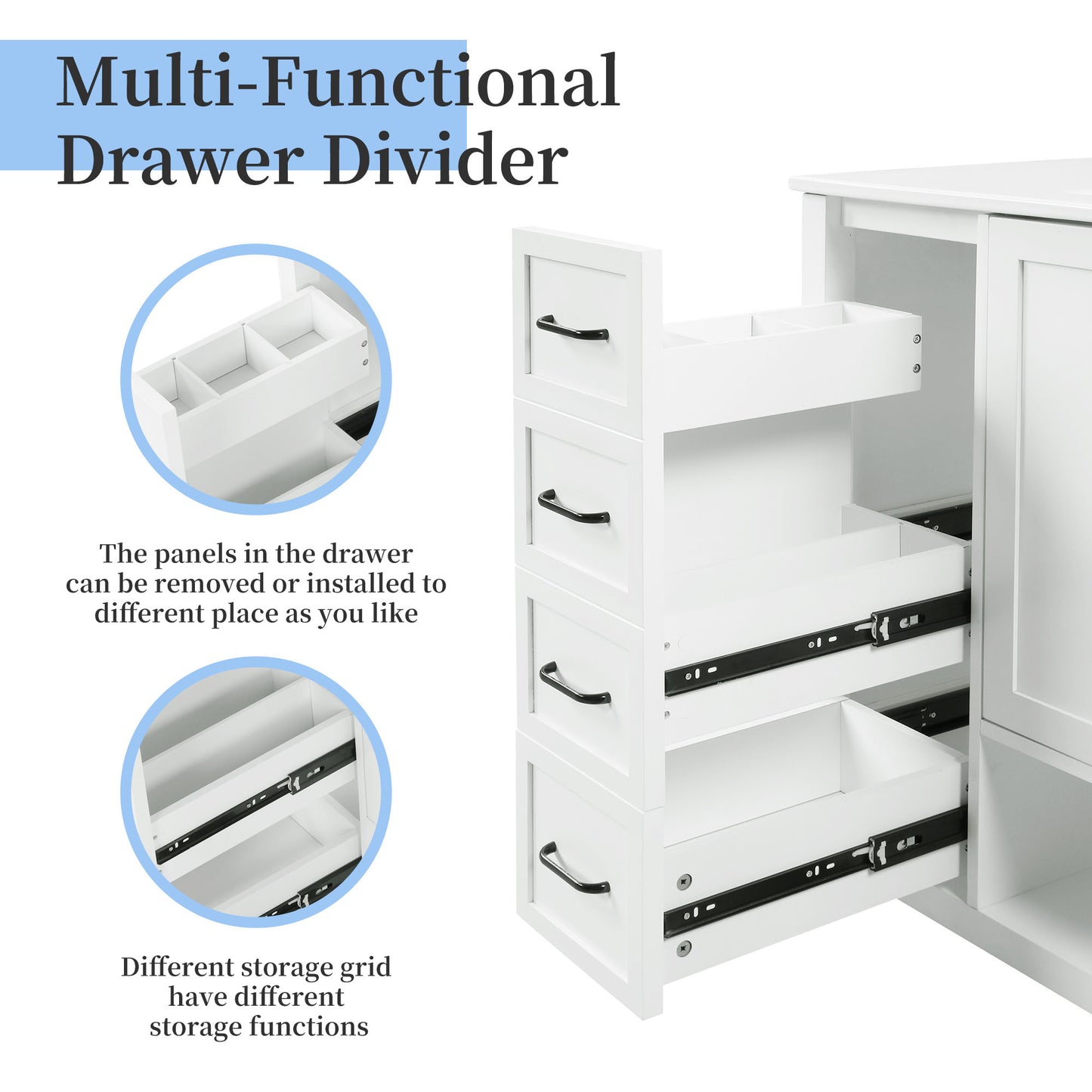 VanityFus 36-in Bathroom Vanity White Single Sink Combo with Ceramic Top 2 Doors 2 Drawers Adjustable Shelves