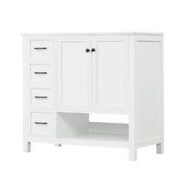 VanityFus 36-in Bathroom Vanity White Single Sink Combo with Ceramic Top 2 Doors 2 Drawers Adjustable Shelves