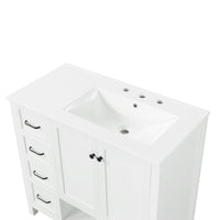 VanityFus 36-in Bathroom Vanity White Single Sink Combo with Ceramic Top 2 Doors 2 Drawers Adjustable Shelves
