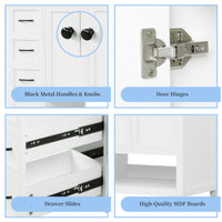 VanityFus 36-in Bathroom Vanity White Single Sink Combo with Ceramic Top 2 Doors 2 Drawers Adjustable Shelves