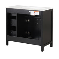 VanityFus 36-in Bathroom Vanity Black Single Sink Combo with Ceramic Top 2 Doors 3 Drawers