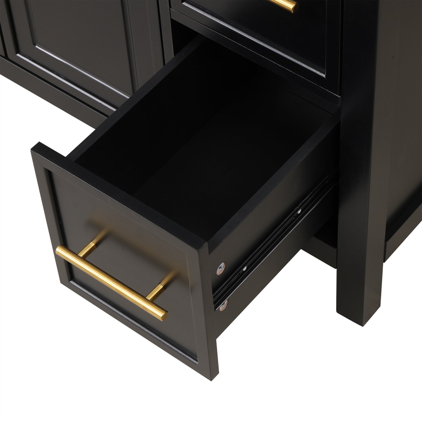 VanityFus 36-in Bathroom Vanity Black Single Sink Combo with Ceramic Top 2 Doors 3 Drawers