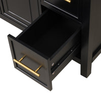 VanityFus 36-in Bathroom Vanity Black Single Sink Combo with Ceramic Top 2 Doors 3 Drawers