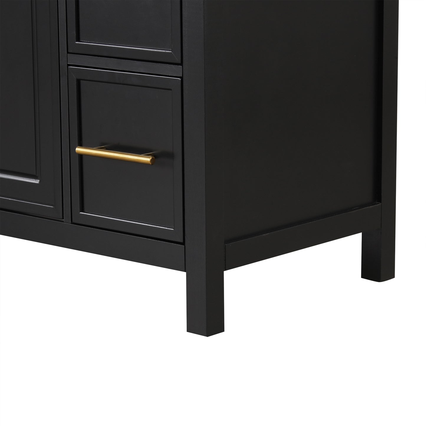 VanityFus 36-in Bathroom Vanity Black Single Sink Combo with Ceramic Top 2 Doors 3 Drawers
