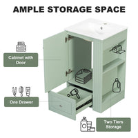 VanityFus 20-in Bathroom Vanity Green Single Sink Combo with Ceramic Top 1 Door 1 Drawer
