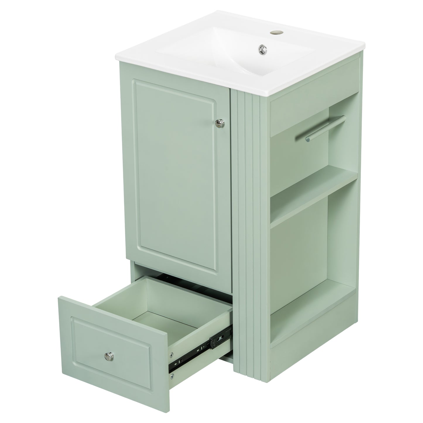 VanityFus 20-in Bathroom Vanity Green Single Sink Combo with Ceramic Top 1 Door 1 Drawer