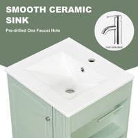 VanityFus 20-in Bathroom Vanity Green Single Sink Combo with Ceramic Top 1 Door 1 Drawer