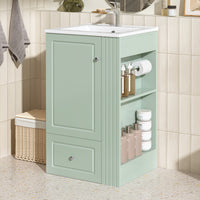 VanityFus 20-in Bathroom Vanity Green Single Sink Combo with Ceramic Top 1 Door 1 Drawer