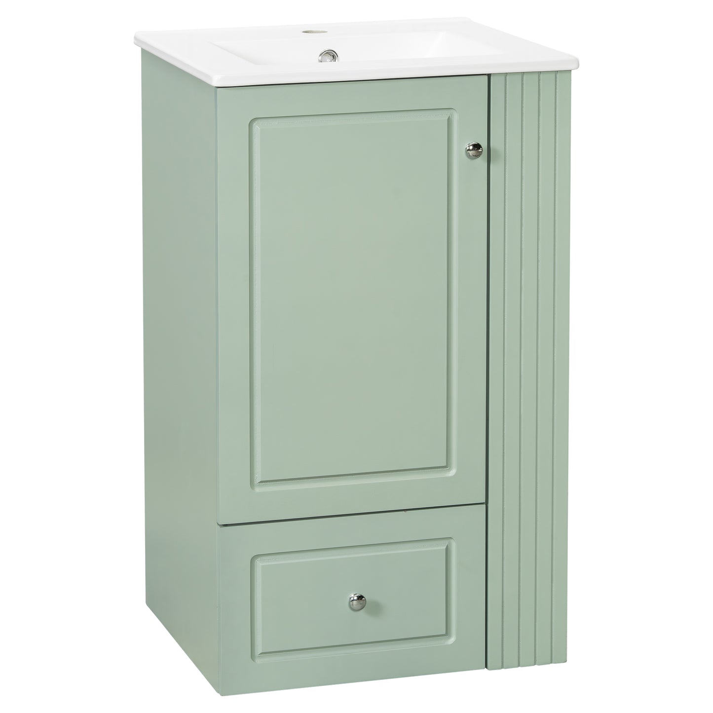 VanityFus 20-in Bathroom Vanity Green Single Sink Combo with Ceramic Top 1 Door 1 Drawer
