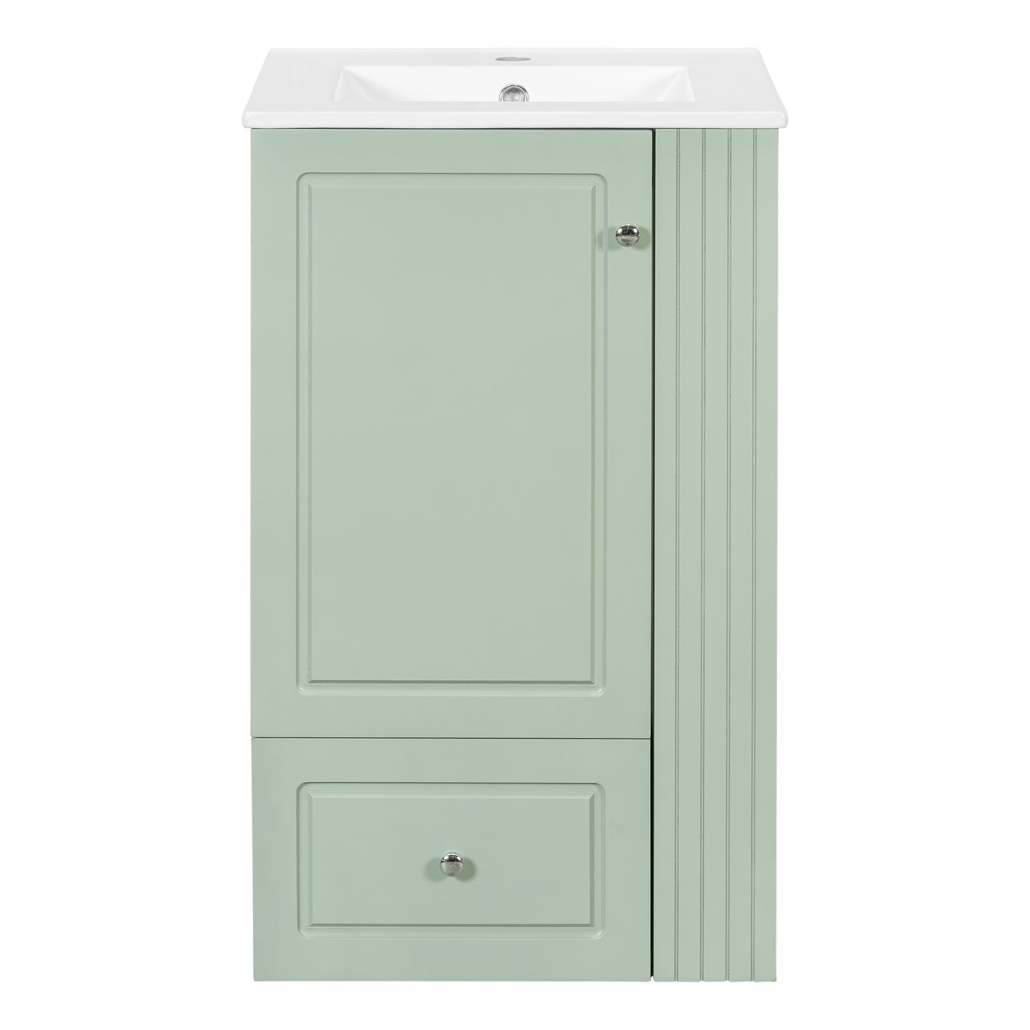 VanityFus 20-in Bathroom Vanity Green Single Sink Combo with Ceramic Top 1 Door 1 Drawer