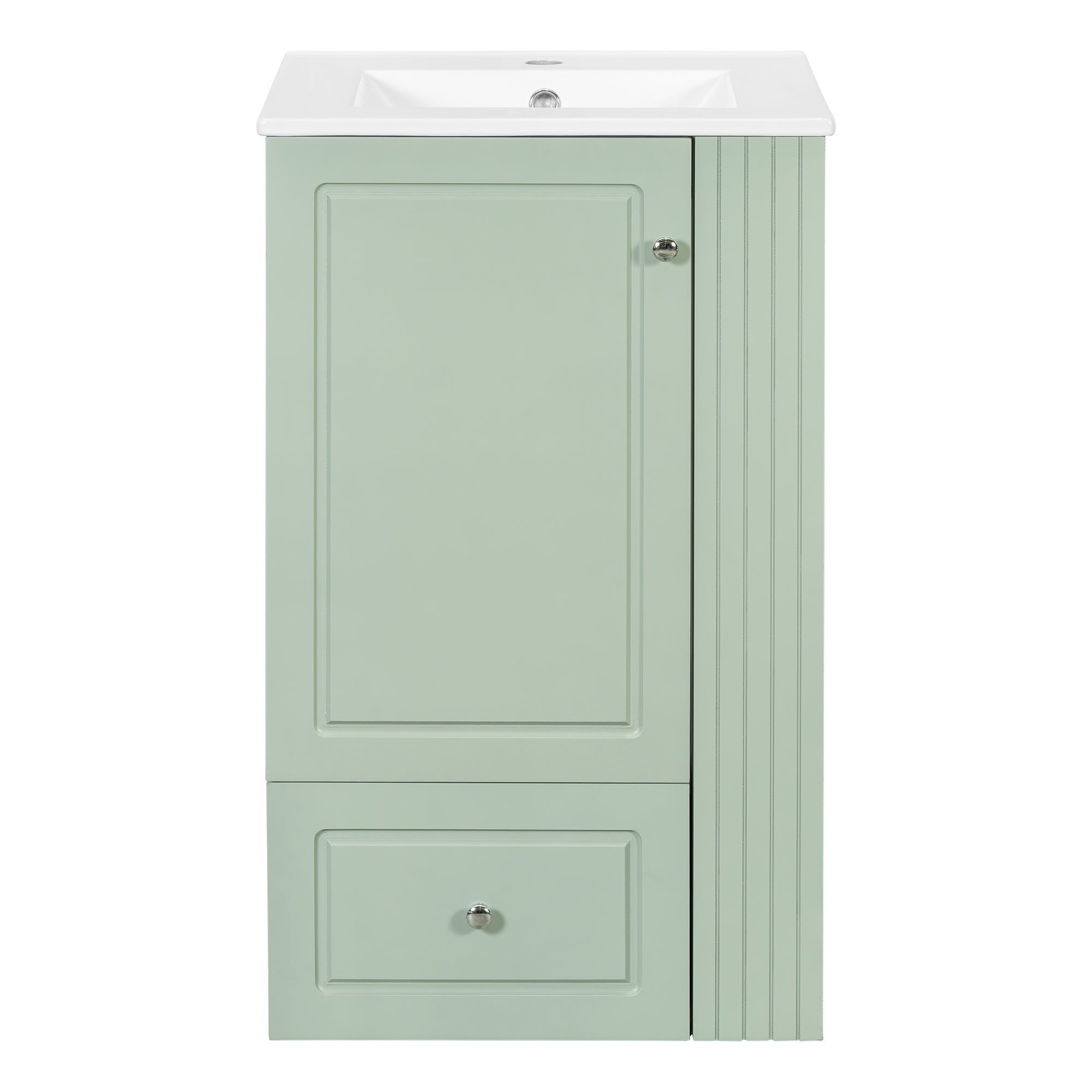 VanityFus 20-in Bathroom Vanity Green Single Sink Combo with Ceramic Top 1 Door 1 Drawer