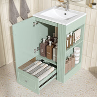 VanityFus 20-in Bathroom Vanity Green Single Sink Combo with Ceramic Top 1 Door 1 Drawer