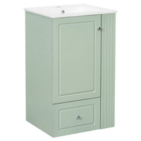 VanityFus 20-in Bathroom Vanity Green Single Sink Combo with Ceramic Top 1 Door 1 Drawer