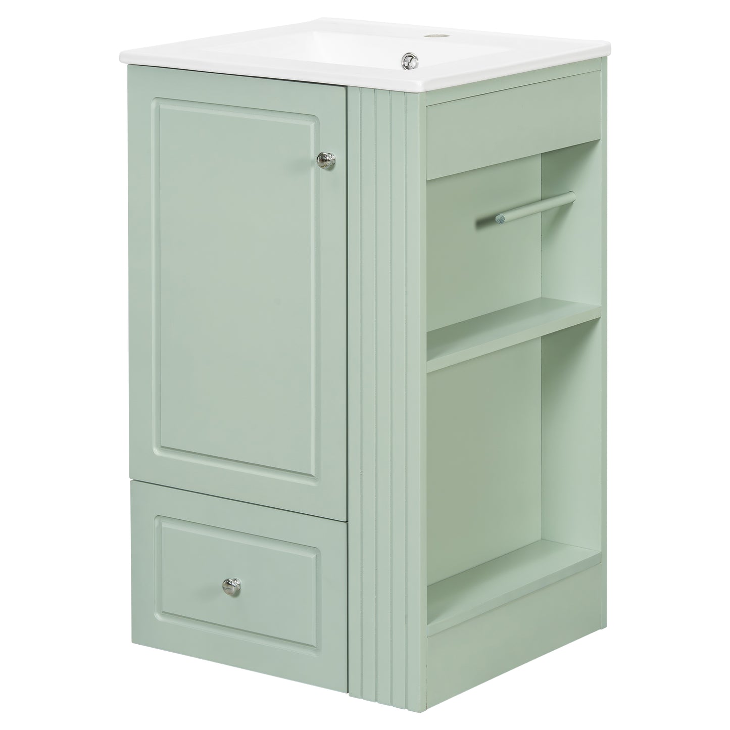 VanityFus 20-in Bathroom Vanity Green Single Sink Combo with Ceramic Top 1 Door 1 Drawer