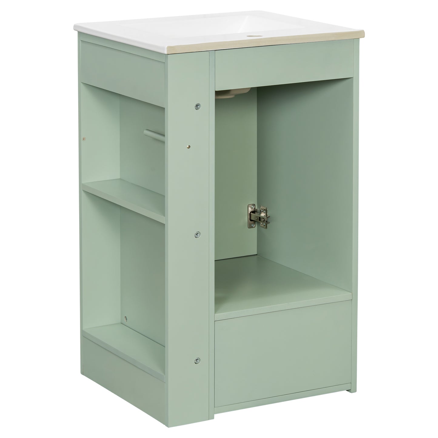 VanityFus 20-in Bathroom Vanity Green Single Sink Combo with Ceramic Top 1 Door 1 Drawer