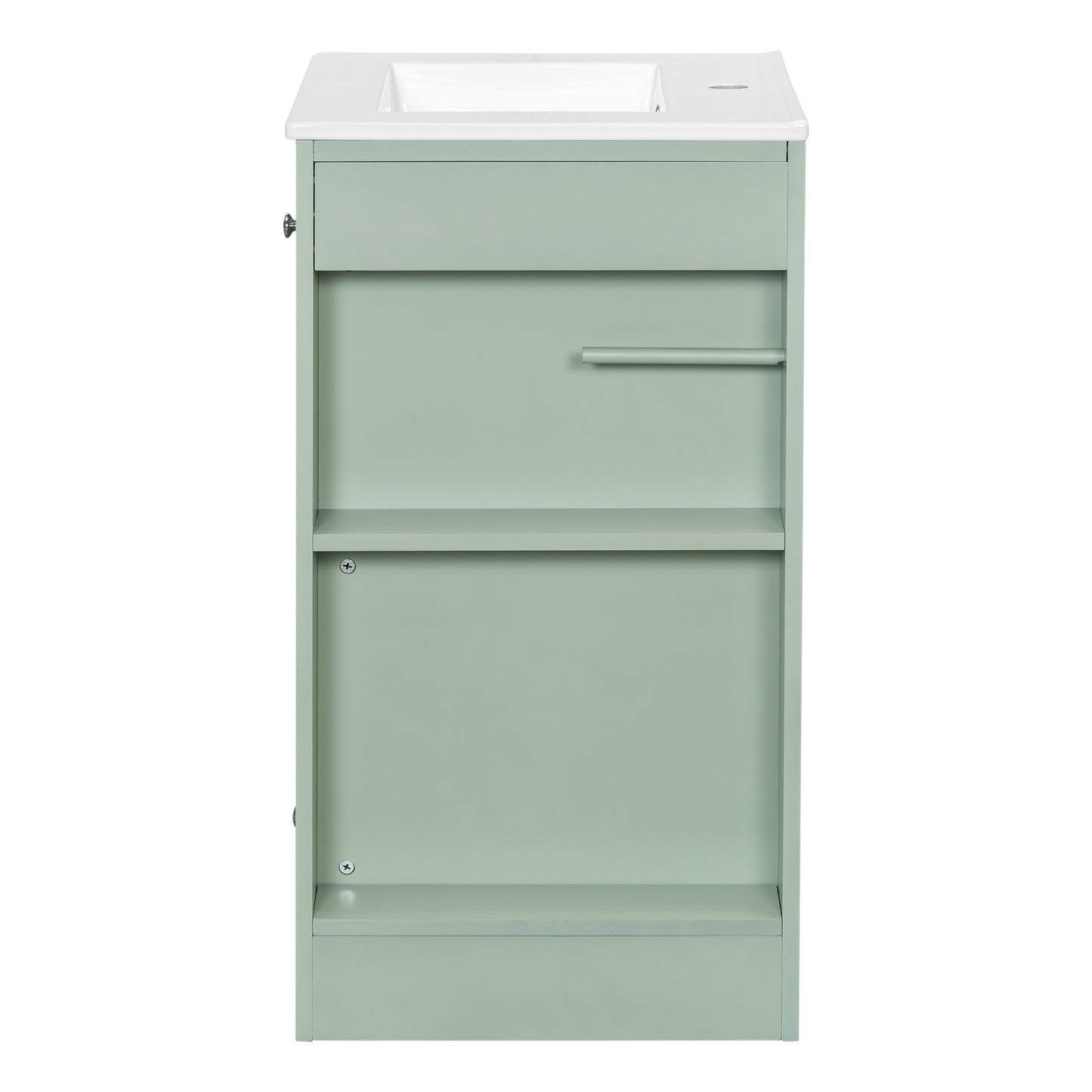 VanityFus 20-in Bathroom Vanity Green Single Sink Combo with Ceramic Top 1 Door 1 Drawer