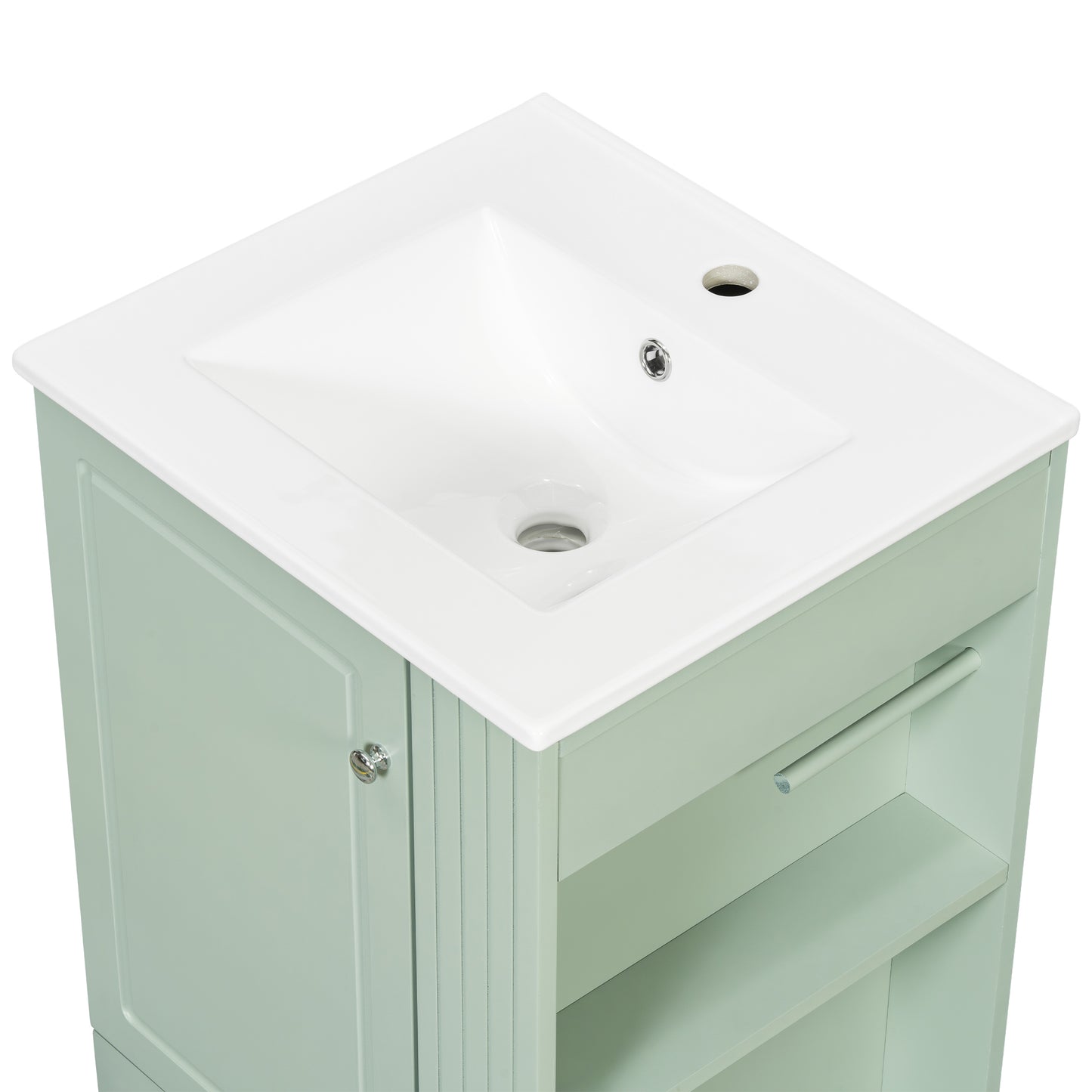 VanityFus 20-in Bathroom Vanity Green Single Sink Combo with Ceramic Top 1 Door 1 Drawer