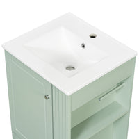 VanityFus 20-in Bathroom Vanity Green Single Sink Combo with Ceramic Top 1 Door 1 Drawer