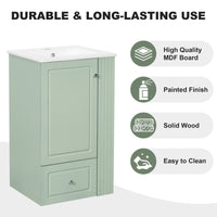VanityFus 20-in Bathroom Vanity Green Single Sink Combo with Ceramic Top 1 Door 1 Drawer