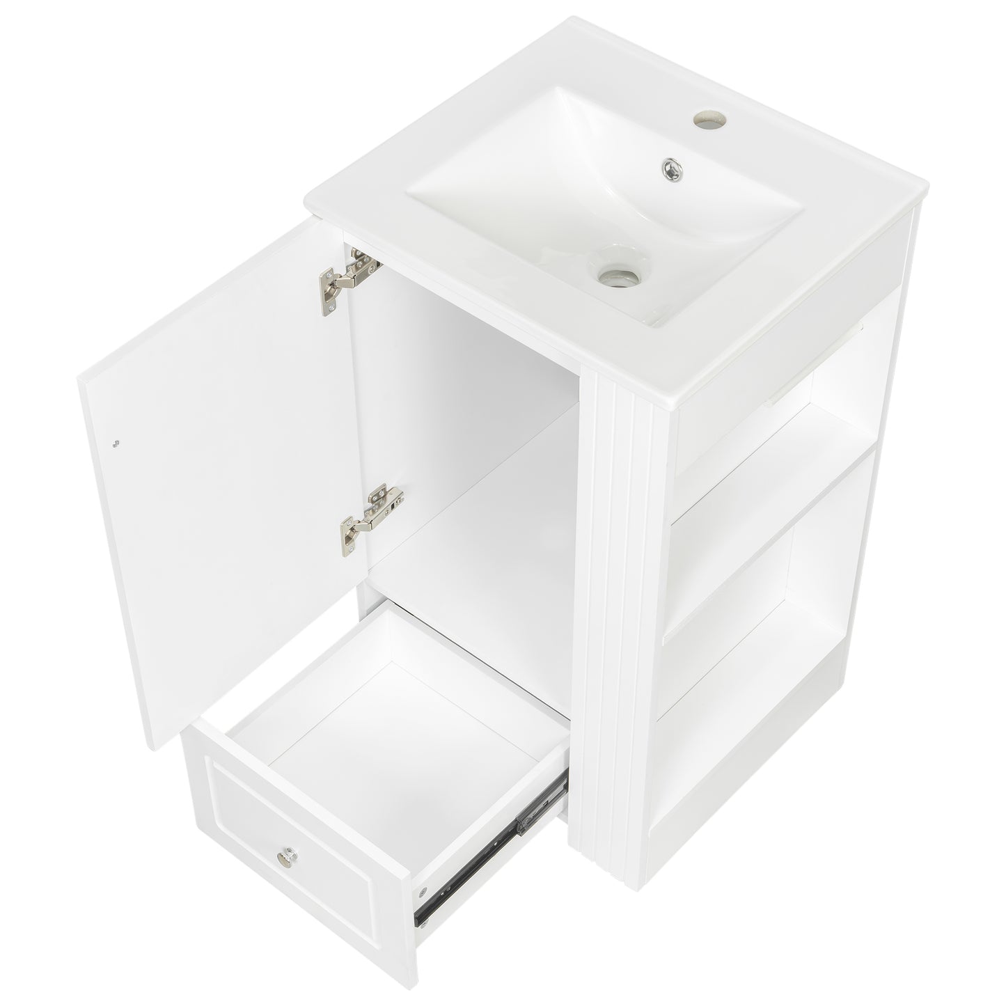 VanityFus 20-in Bathroom Vanity White Single Sink Combo with Ceramic Top 1 Door 1 Drawer