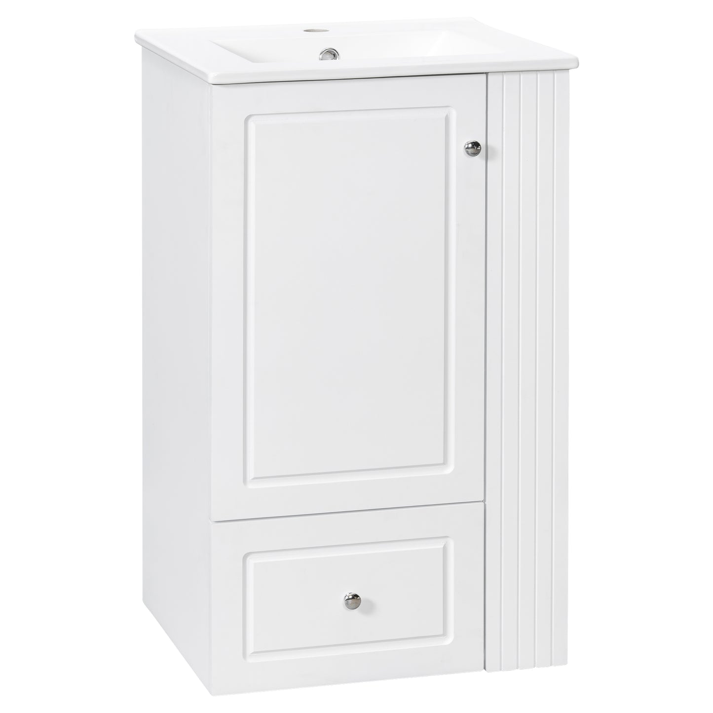 VanityFus 20-in Bathroom Vanity White Single Sink Combo with Ceramic Top 1 Door 1 Drawer