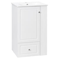 VanityFus 20-in Bathroom Vanity White Single Sink Combo with Ceramic Top 1 Door 1 Drawer