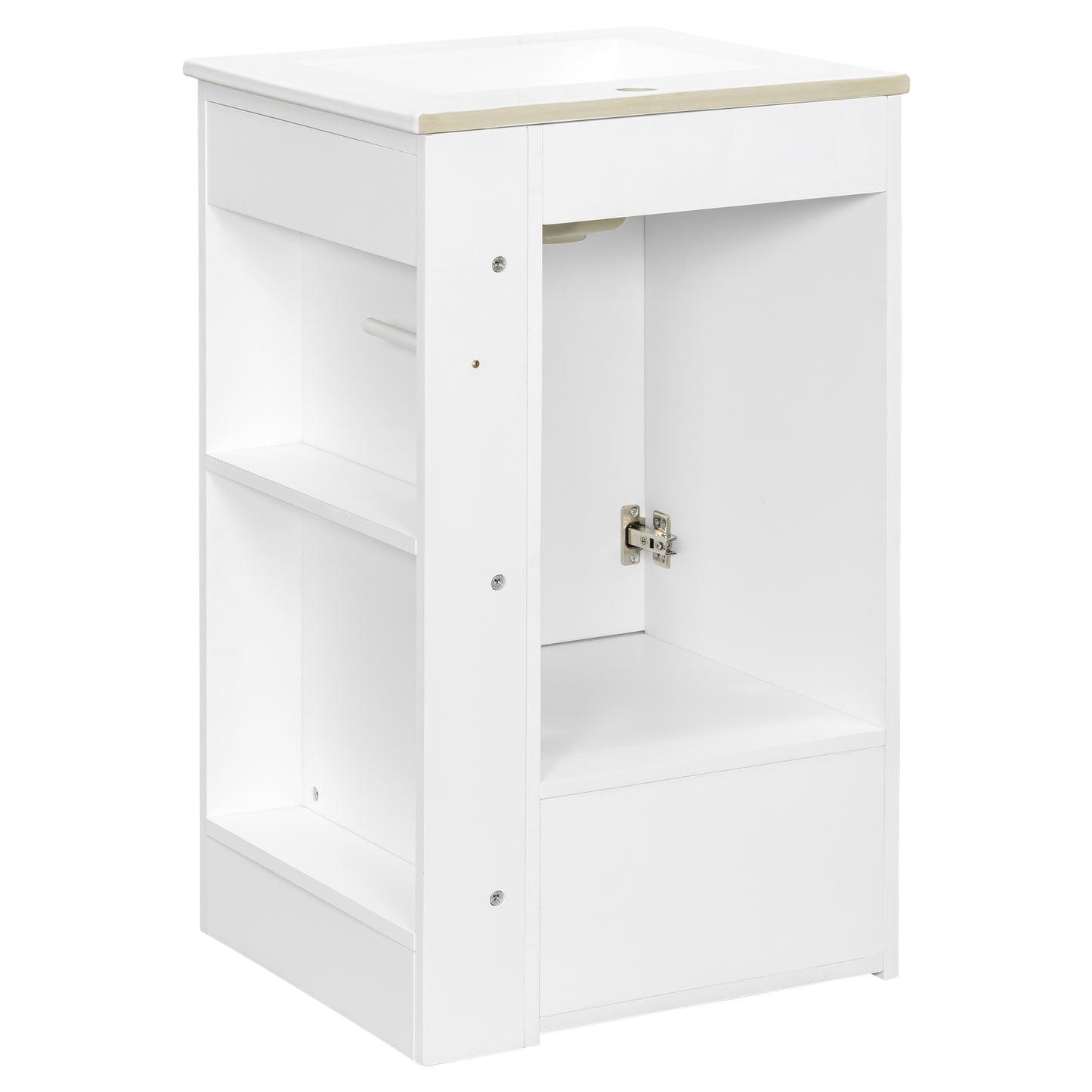 VanityFus 20-in Bathroom Vanity White Single Sink Combo with Ceramic Top 1 Door 1 Drawer