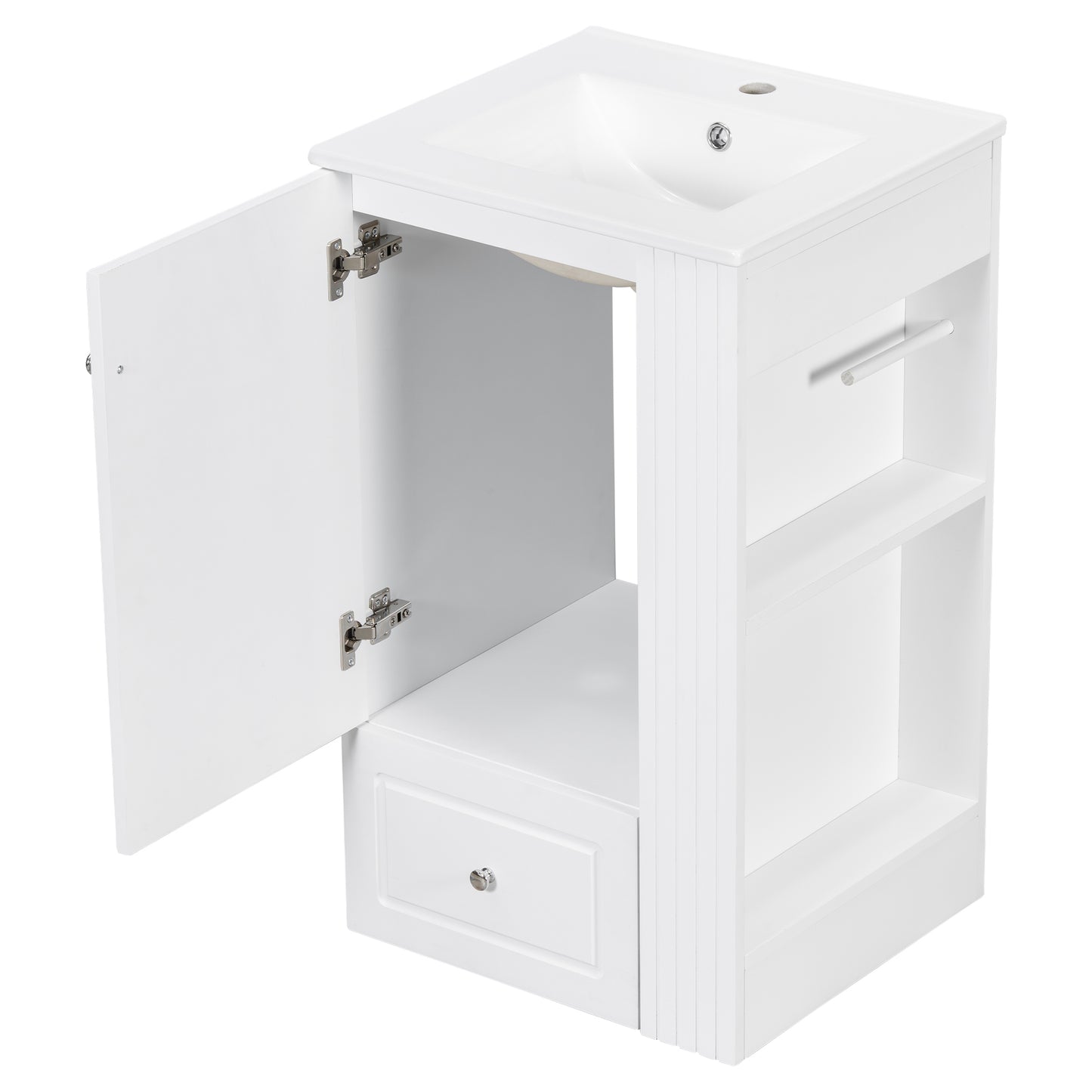 VanityFus 20-in Bathroom Vanity White Single Sink Combo with Ceramic Top 1 Door 1 Drawer