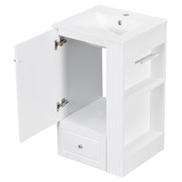 VanityFus 20-in Bathroom Vanity White Single Sink Combo with Ceramic Top 1 Door 1 Drawer