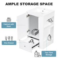 VanityFus 20-in Bathroom Vanity White Single Sink Combo with Ceramic Top 1 Door 1 Drawer