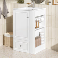 VanityFus 20-in Bathroom Vanity White Single Sink Combo with Ceramic Top 1 Door 1 Drawer