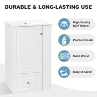VanityFus 20-in Bathroom Vanity White Single Sink Combo with Ceramic Top 1 Door 1 Drawer
