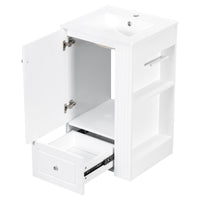 VanityFus 20-in Bathroom Vanity White Single Sink Combo with Ceramic Top 1 Door 1 Drawer