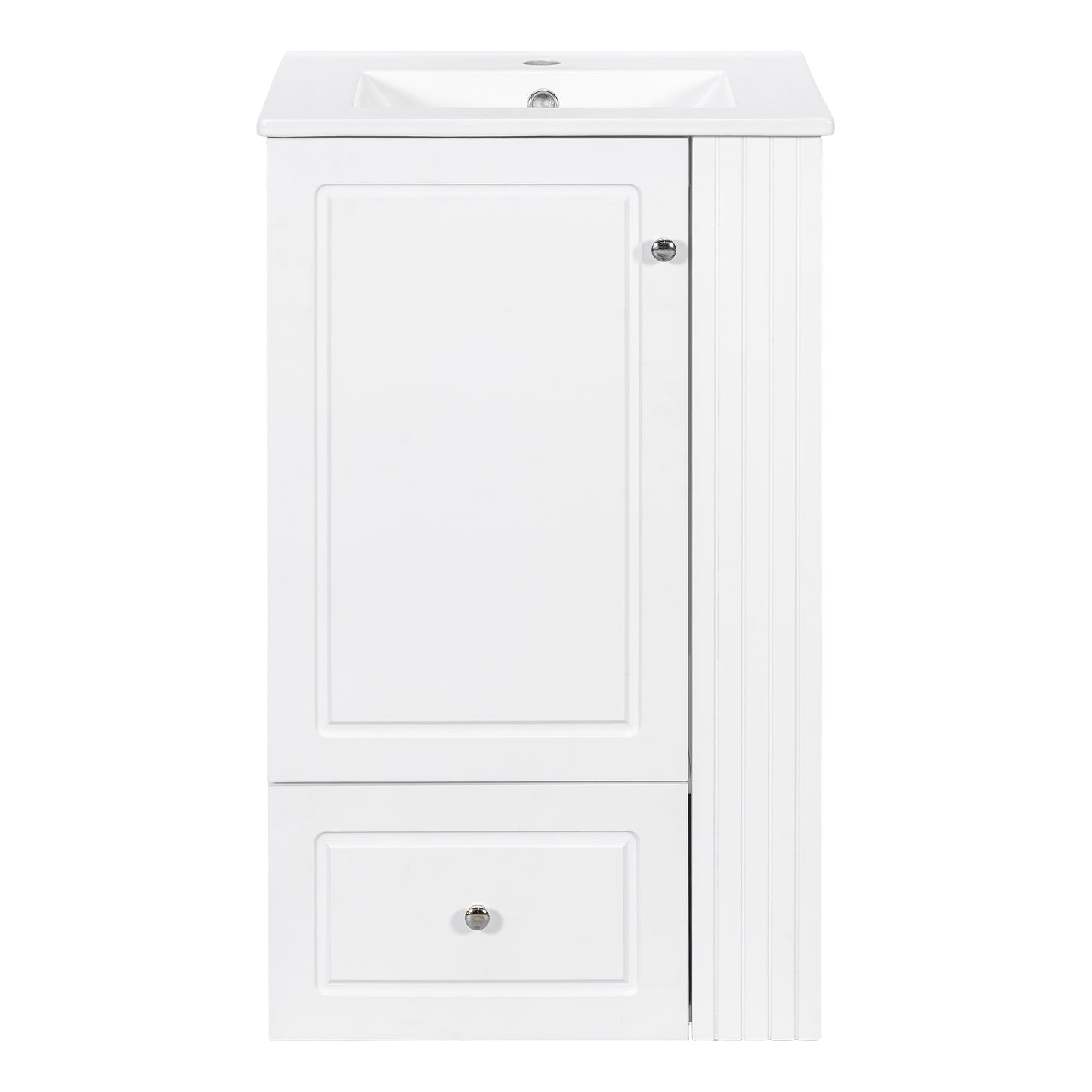 VanityFus 20-in Bathroom Vanity White Single Sink Combo with Ceramic Top 1 Door 1 Drawer