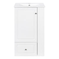 VanityFus 20-in Bathroom Vanity White Single Sink Combo with Ceramic Top 1 Door 1 Drawer
