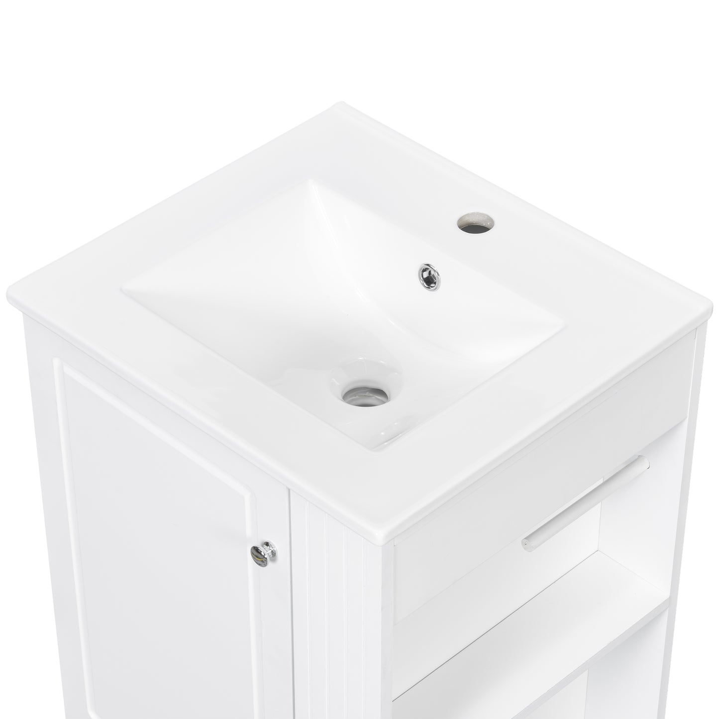 VanityFus 20-in Bathroom Vanity White Single Sink Combo with Ceramic Top 1 Door 1 Drawer