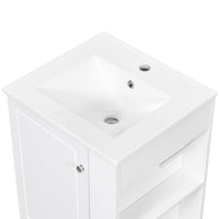 VanityFus 20-in Bathroom Vanity White Single Sink Combo with Ceramic Top 1 Door 1 Drawer