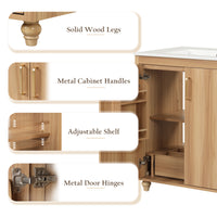 VanityFus 30-in Bathroom Vanity Wood Single Sink Combo with Ceramic Top 2 Doors 1 Drawer Adjustable Shelves
