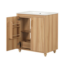 VanityFus 30-in Bathroom Vanity Wood Single Sink Combo with Ceramic Top 2 Doors 1 Drawer Adjustable Shelves