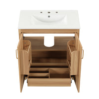 VanityFus 30-in Bathroom Vanity Wood Single Sink Combo with Ceramic Top 2 Doors 1 Drawer Adjustable Shelves