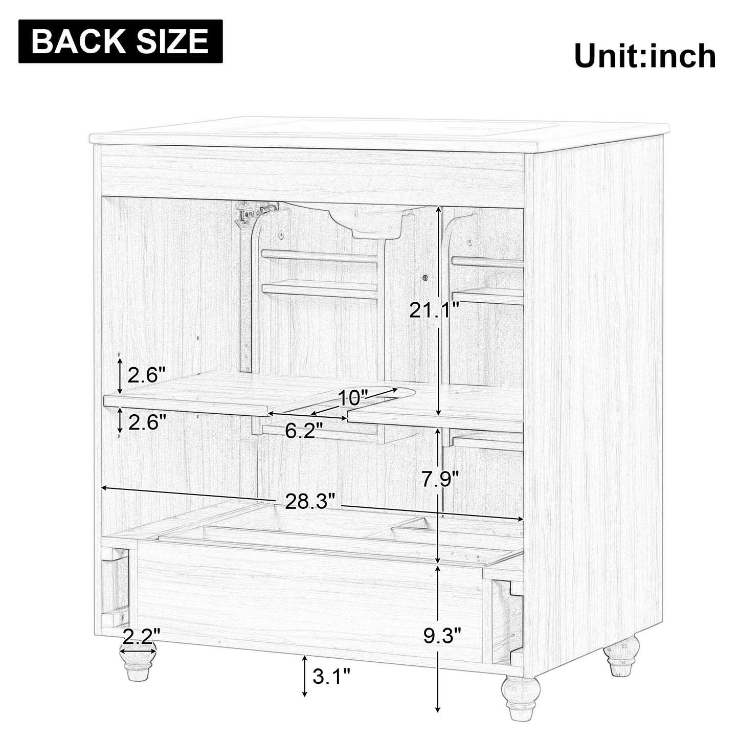 VanityFus 30-in Bathroom Vanity Wood Single Sink Combo with Ceramic Top 2 Doors 1 Drawer Adjustable Shelves