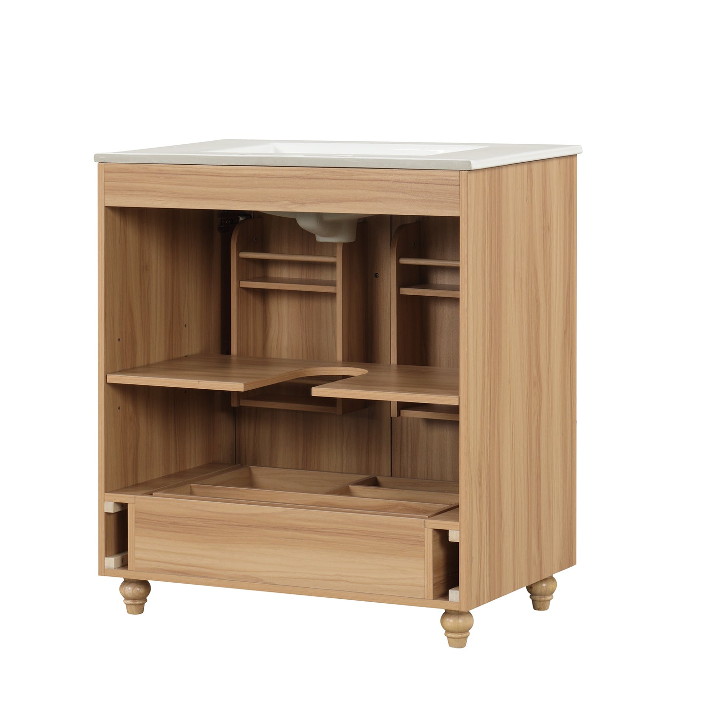 VanityFus 30-in Bathroom Vanity Wood Single Sink Combo with Ceramic Top 2 Doors 1 Drawer Adjustable Shelves