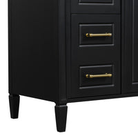VanityFus 36-in Bathroom Vanity Black Single Sink Combo with Ceramic Top 2 Doors 4 Drawers Adjustable Shelves