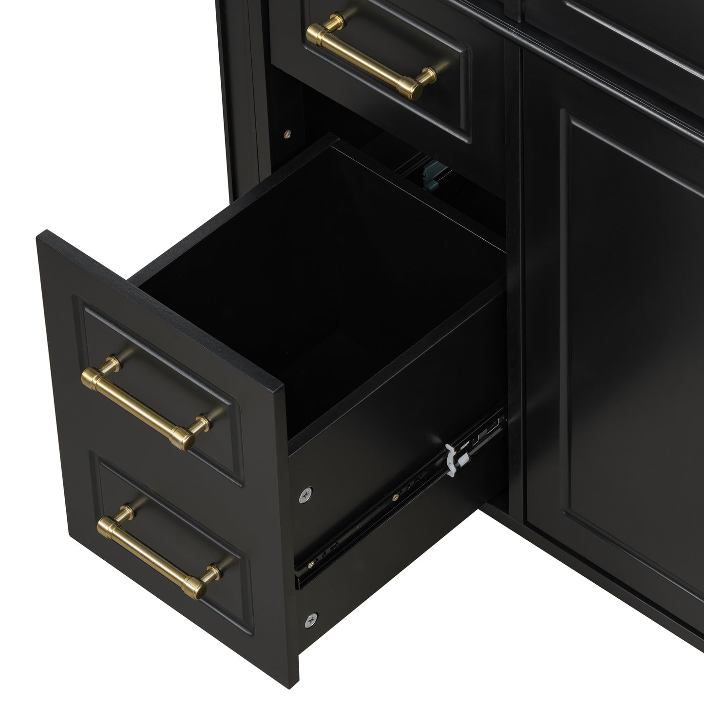 VanityFus 36-in Bathroom Vanity Black Single Sink Combo with Ceramic Top 2 Doors 4 Drawers Adjustable Shelves