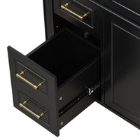 VanityFus 36-in Bathroom Vanity Black Single Sink Combo with Ceramic Top 2 Doors 4 Drawers Adjustable Shelves