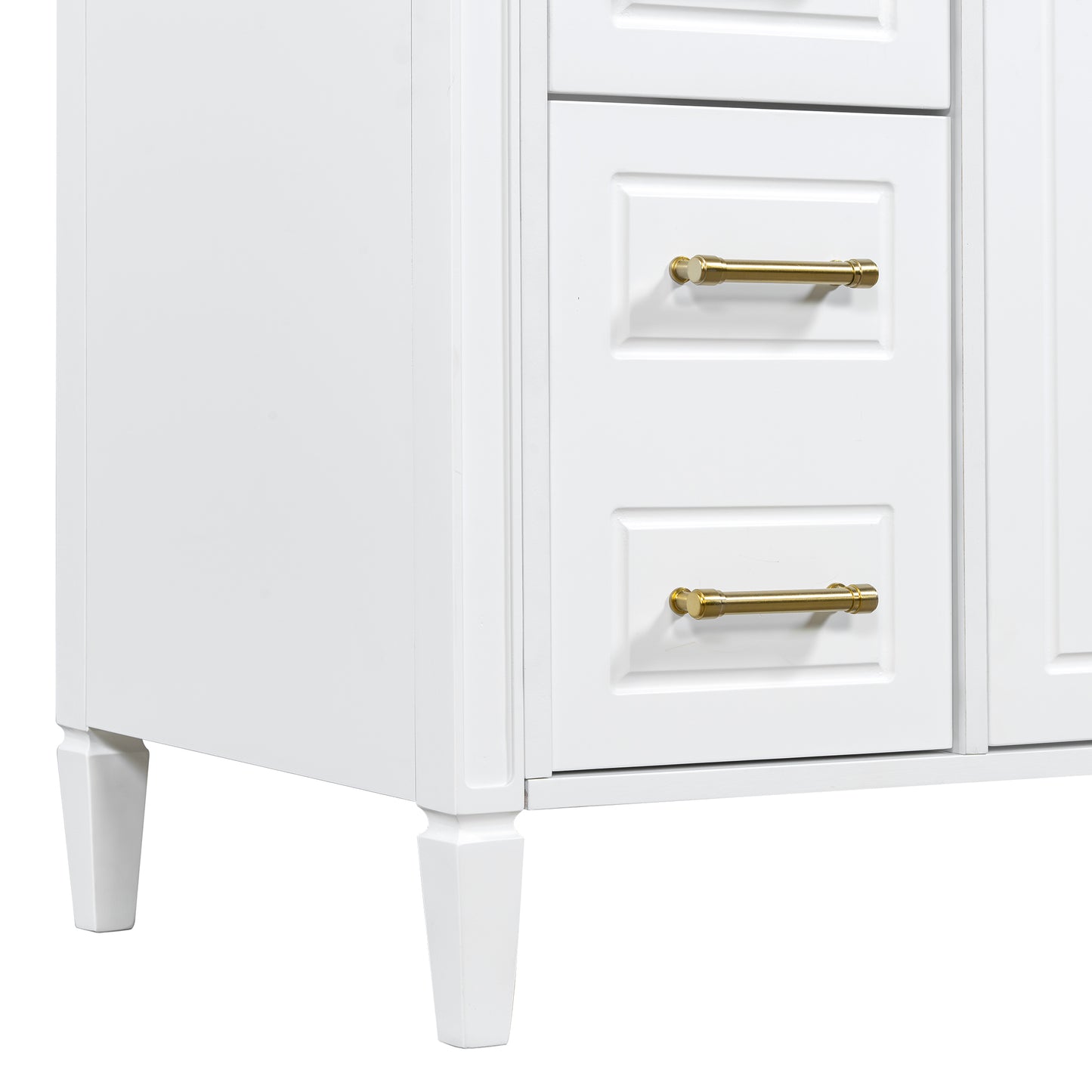 VanityFus 36-in Bathroom Vanity White Single Sink Combo with Ceramic Top 2 Doors 4 Drawers Adjustable Shelves