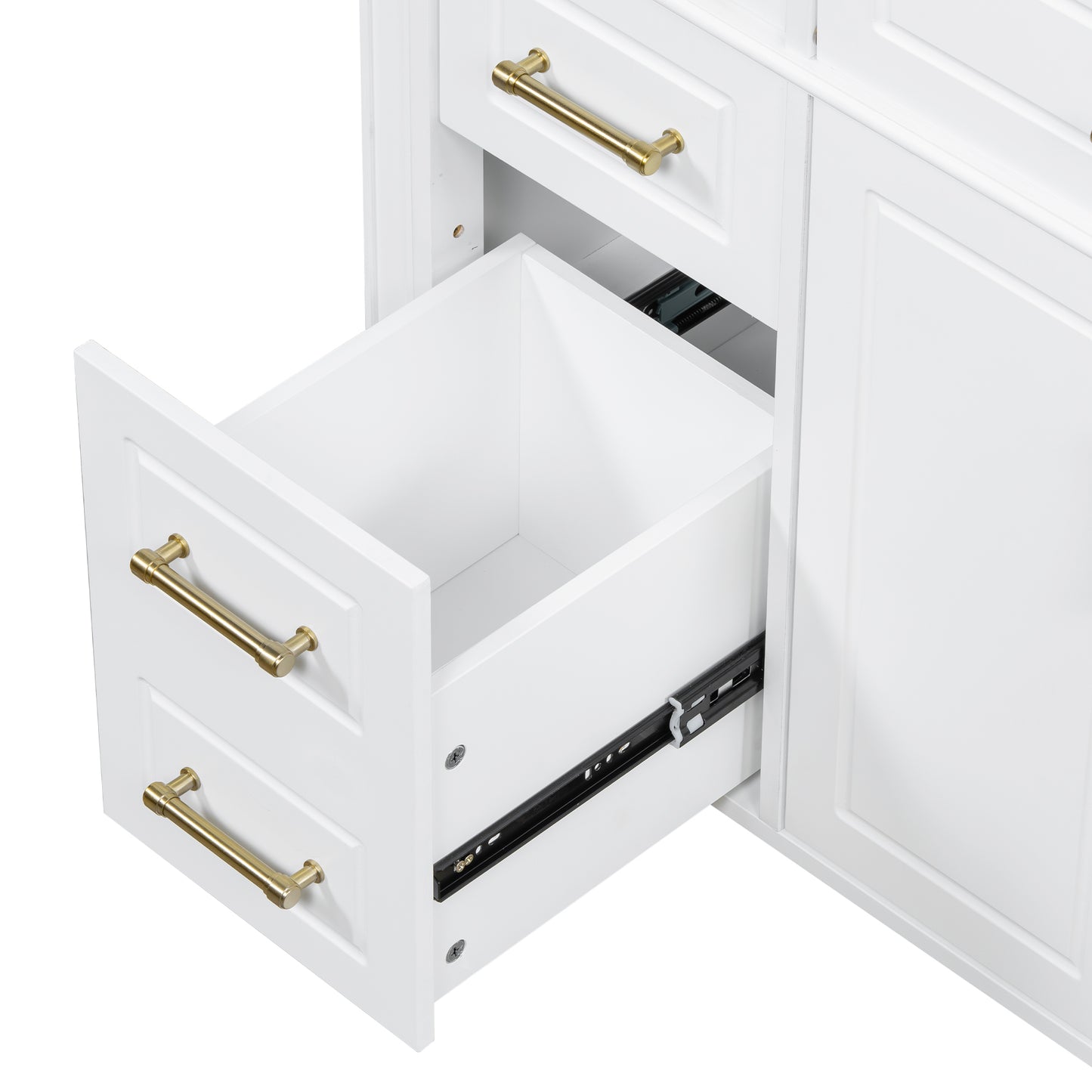 VanityFus 36-in Bathroom Vanity White Single Sink Combo with Ceramic Top 2 Doors 4 Drawers Adjustable Shelves