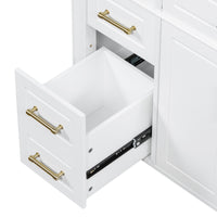 VanityFus 36-in Bathroom Vanity White Single Sink Combo with Ceramic Top 2 Doors 4 Drawers Adjustable Shelves