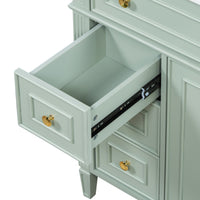 VanityFus 36-in Bathroom Vanity Green Single Sink Combo with Ceramic Top 2 Doors 4 Drawers Adjustable Shelves