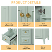 VanityFus 36-in Bathroom Vanity Green Single Sink Combo with Ceramic Top 2 Doors 4 Drawers Adjustable Shelves